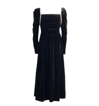 Robe Années 40 Noire Jupe Plissée - Louise Vintage