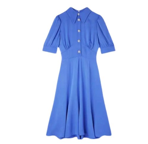Robe Années 40 Perles Bleu - Louise Vintage