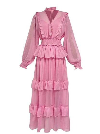 Robe Années 40 Rose Plissée - Louise Vintage