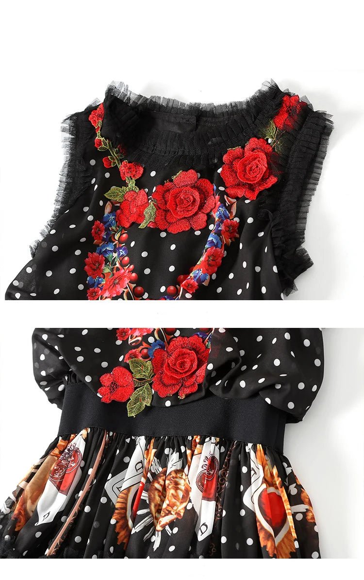 Robe Années 40 Taille Haute Noire Fleurs - Louise Vintage