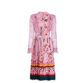 Robe Années 40 Taille Haute Rose Fleurs - Louise Vintage