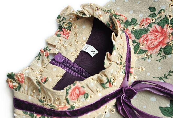 Robe Années 40 Velours Fleurs - Louise Vintage