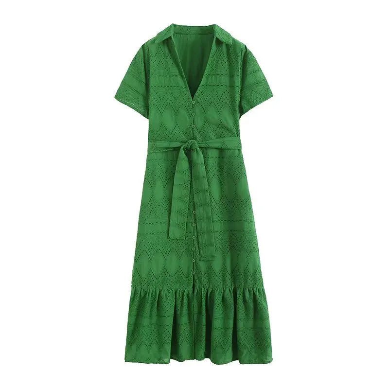 Robe Années 40 Verte Marguerites - Louise Vintage