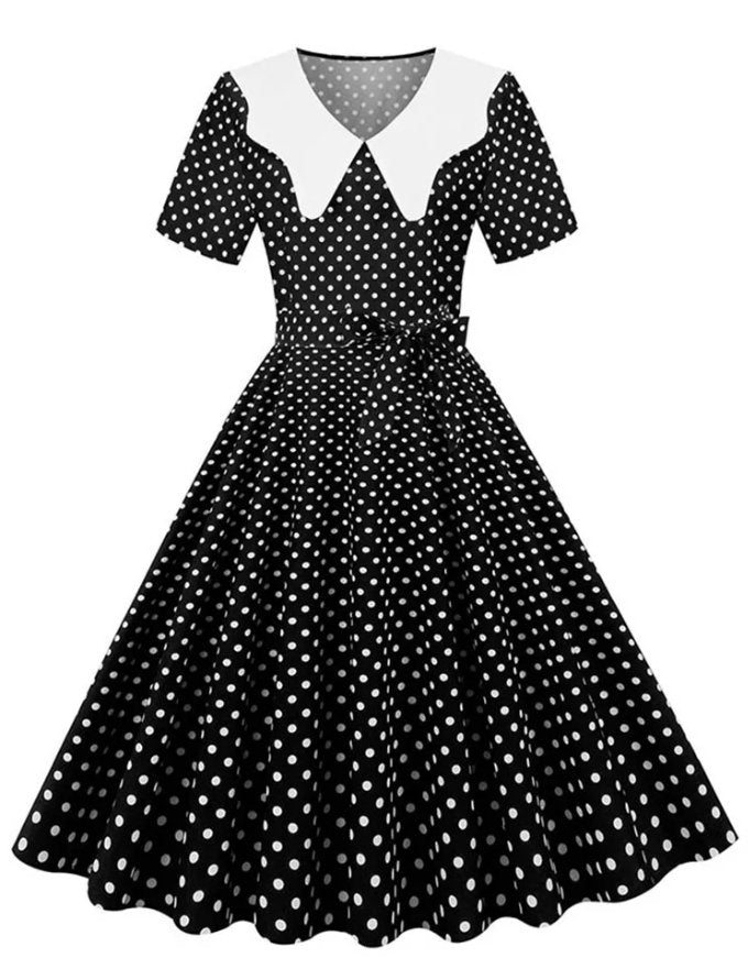 Robe Années 50 60 Noire et Blanche - Louise Vintage