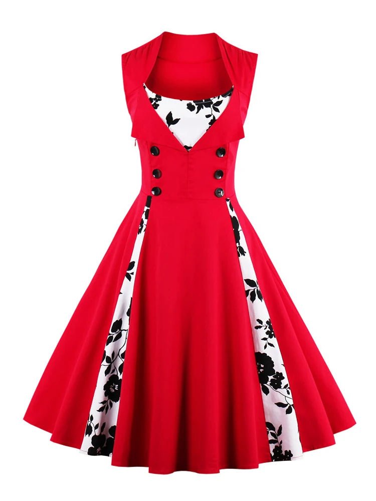 Robe Années 50 Glamour Rouge - Louise Vintage