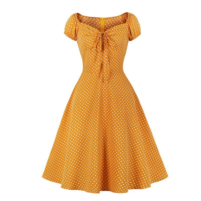 Robe Années 50 Jaune Petits Pois - Louise Vintage