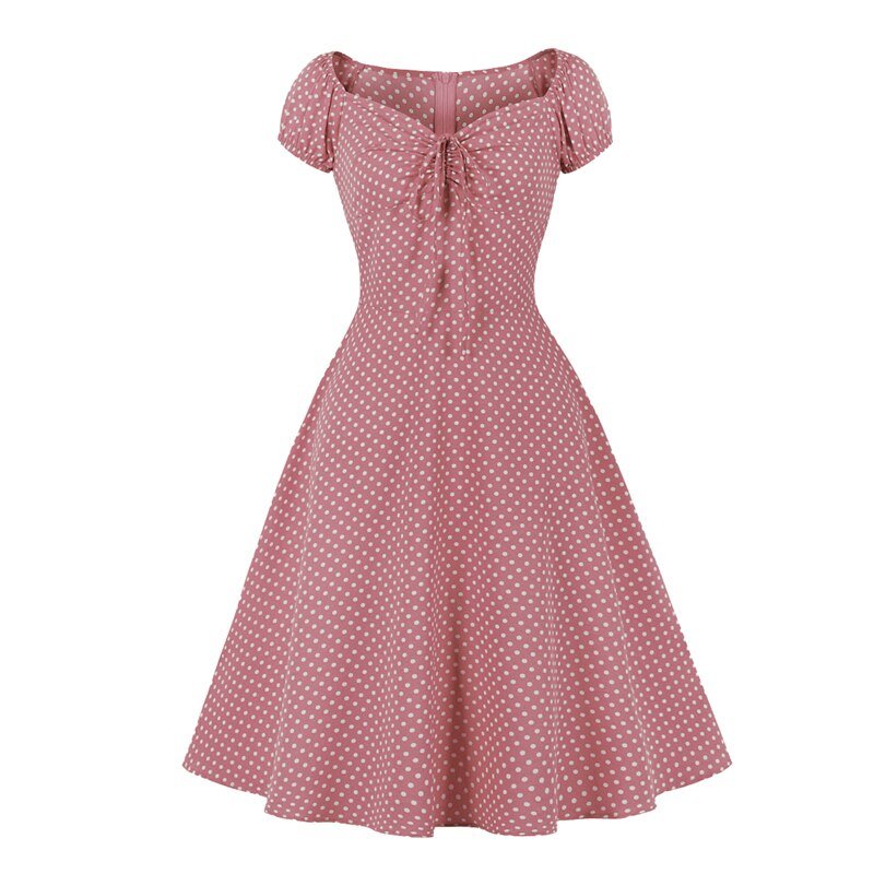 Robe Années 50 Rose Petits Pois - Louise Vintage