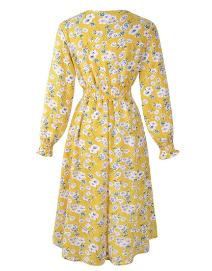 Robe Années 60 Elastique Jaune - Louise Vintage