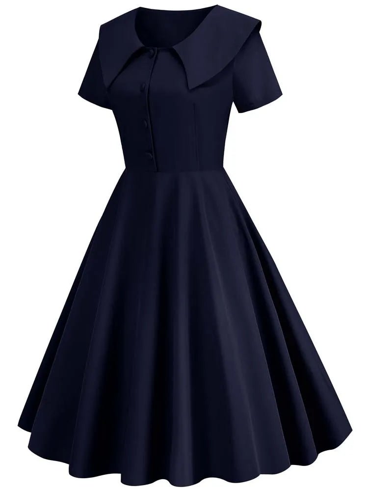 Robe Années 60 Noire Unie - Louise Vintage