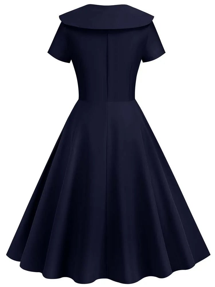 Robe Années 60 Noire Unie - Louise Vintage