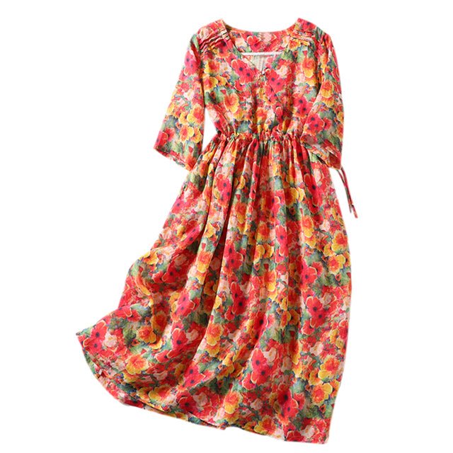 Robe Années 70 Hippie Rouge - Louise Vintage