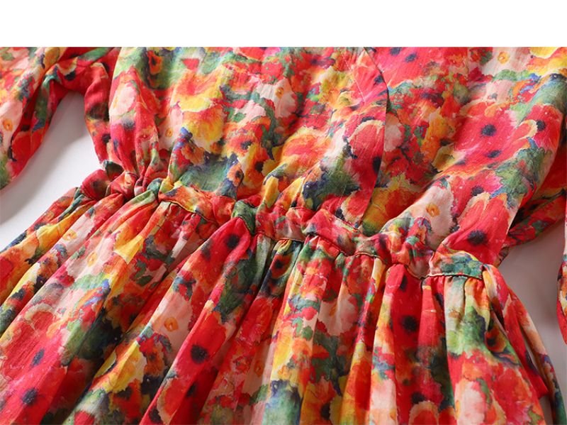 Robe Années 70 Hippie Rouge - Louise Vintage