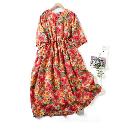 Robe Années 70 Hippie Rouge - Louise Vintage