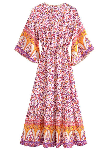 Robe Bohême Fleurs Années 70 - Louise Vintage