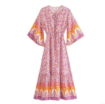 Robe Bohême Fleurs Années 70 - Louise Vintage