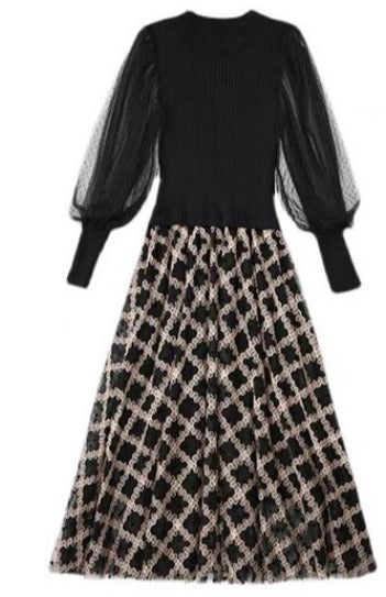 Robe Carreaux Noire Vintage 40s - Louise Vintage