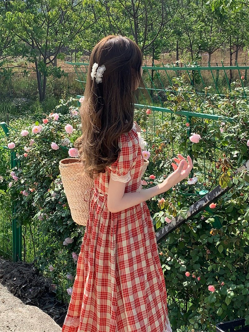 Robe Carreaux Rouge Vintage 40s