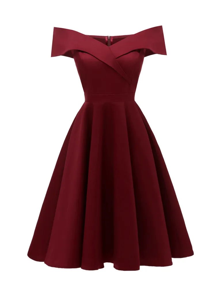 Robe Cocktail Style Année 50 Bordeaux - Louise Vintage