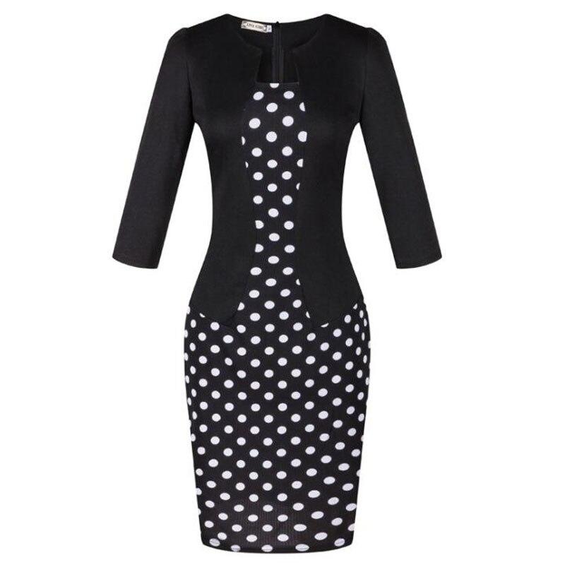 Robe Crayon Année 50 Noir Pois - Louise Vintage