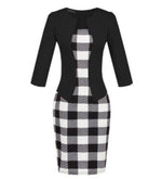 Robe Crayon Année 50 Noire Carreaux - Louise Vintage