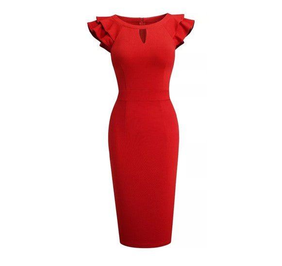 Robe Crayon Année 50 Rouge - Louise Vintage