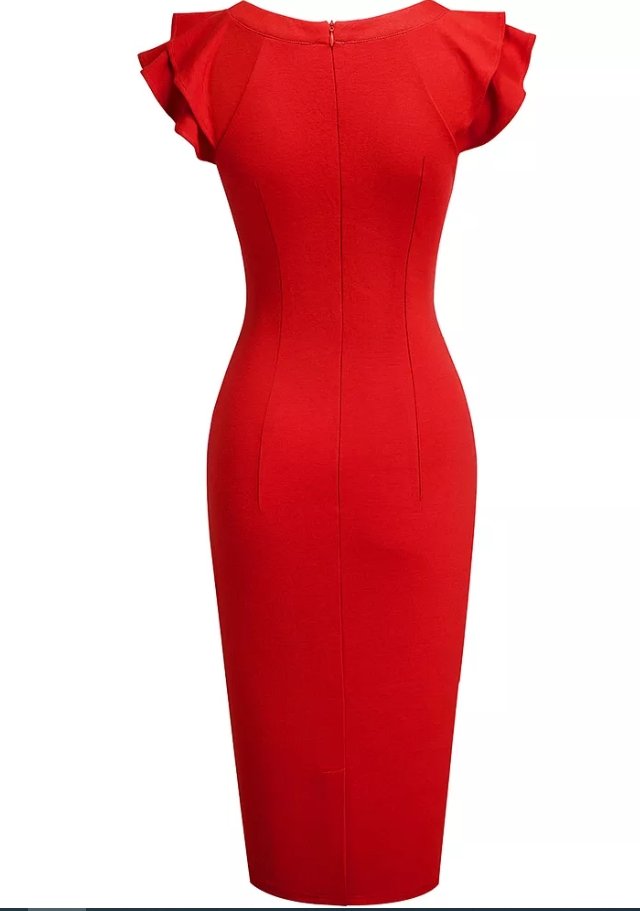 Robe Crayon Année 50 Rouge - Louise Vintage