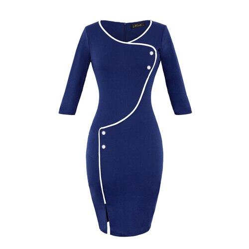 Robe Crayon Année 60 Bleu - Louise Vintage