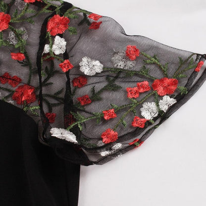 Robe De Soirée Années 50 Fleurs Bordées - Louise Vintage