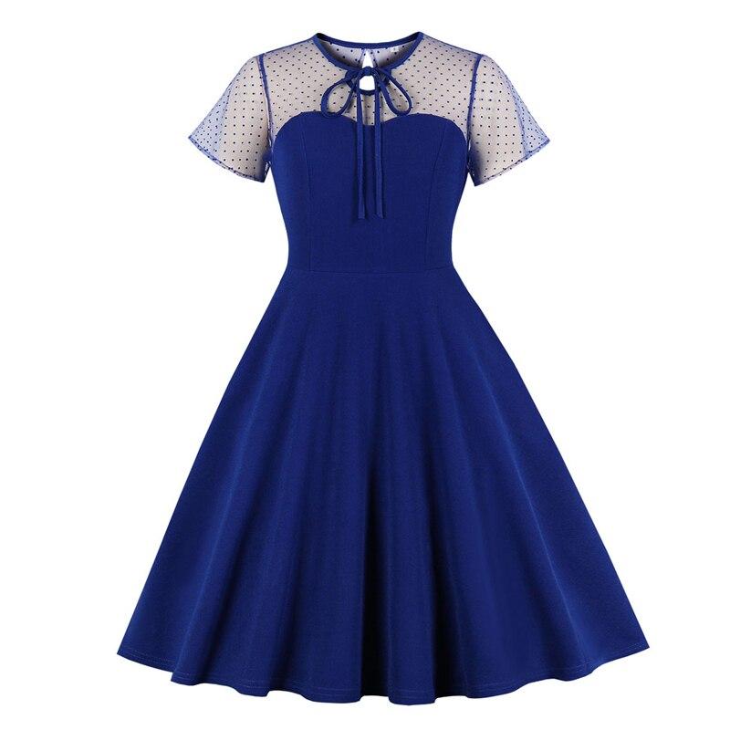 Robe de Soirée Années 50 Grande Taille Bleu - Louise Vintage