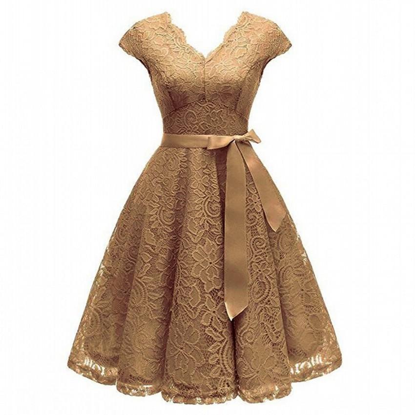 Robe de Soirée des Années 50 Dentelle Café - Louise Vintage