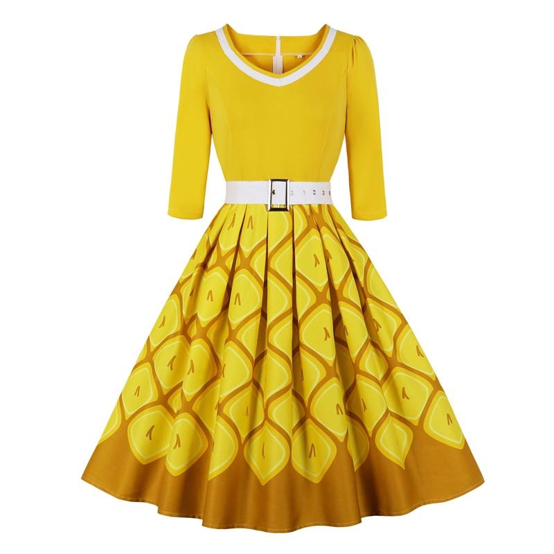 Robe des Années 50 Grande Taille Jaune - Louise Vintage