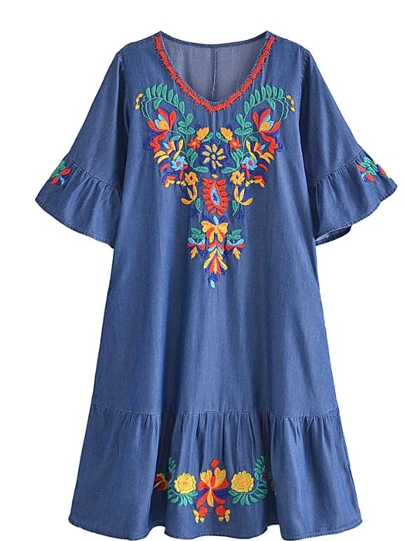 Robe Droite Année 70 Hippie - Louise Vintage