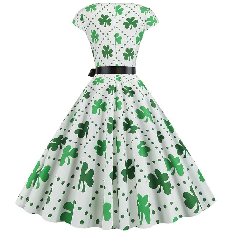 Robe Evasée Vintage Blanche Pois Fleurs - Louise Vintage