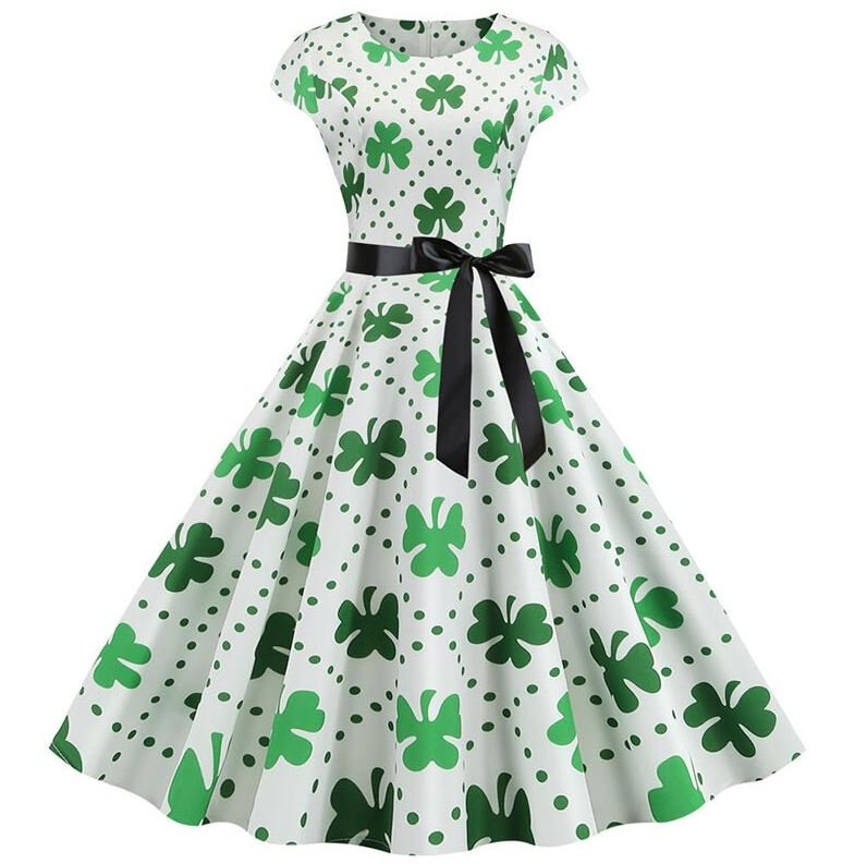 Robe Evasée Vintage Blanche Pois Fleurs - Louise Vintage