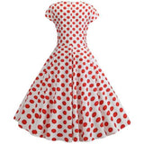 Robe Evasée Vintage Blanche Pois Rouges - Louise Vintage
