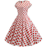 Robe Evasée Vintage Blanche Pois Rouges - Louise Vintage