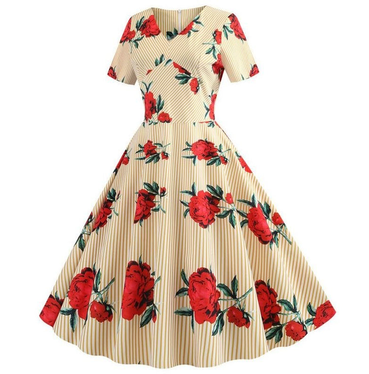 Robe Evas?�e Vintage Jaune Fleurs - Louise Vintage