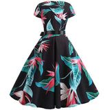 Robe Evasée Vintage Noire Fines Fleurs - Louise Vintage