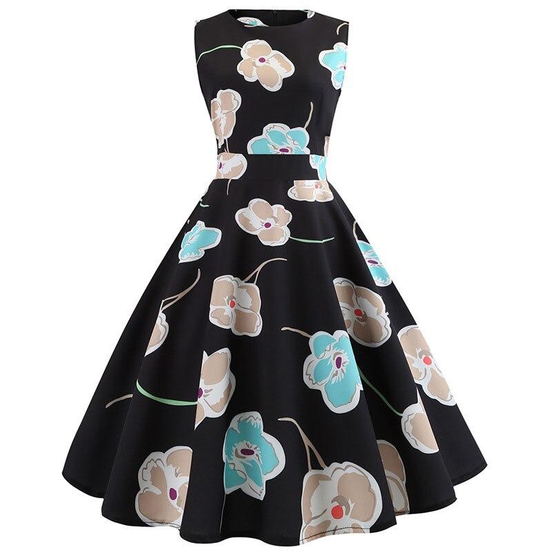 Robe Evasée Vintage Noire Fleurs - Louise Vintage