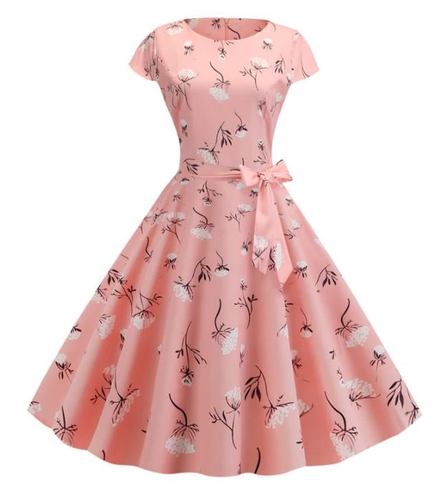 Robe Evasée Vintage Rose Fleurie - Louise Vintage