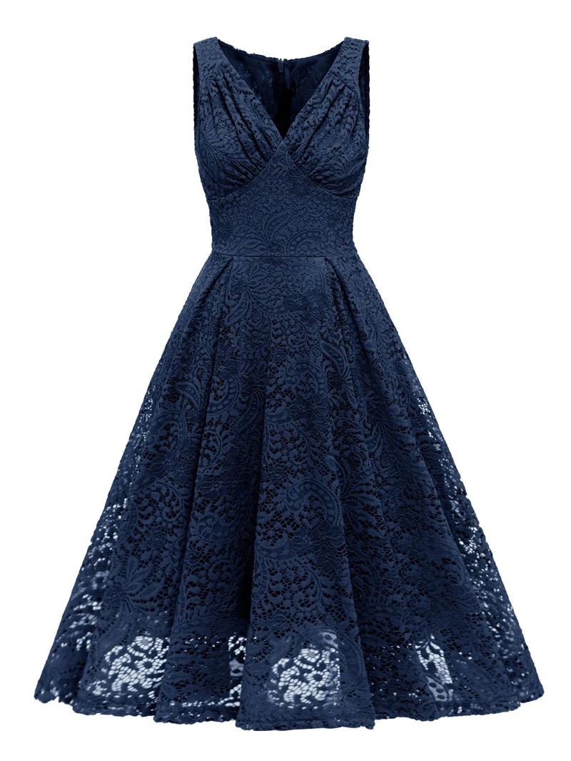 Robe Femme Années 50 Bleu - Louise Vintage
