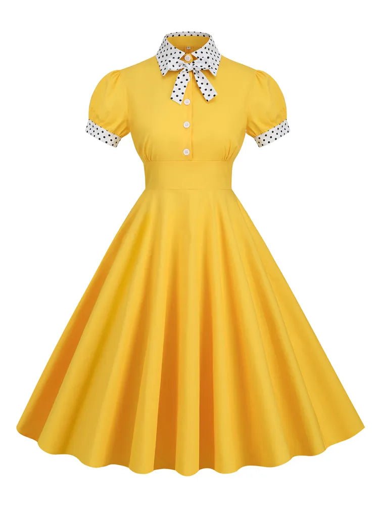 Robe Femme Années 50 Jaune - Louise Vintage