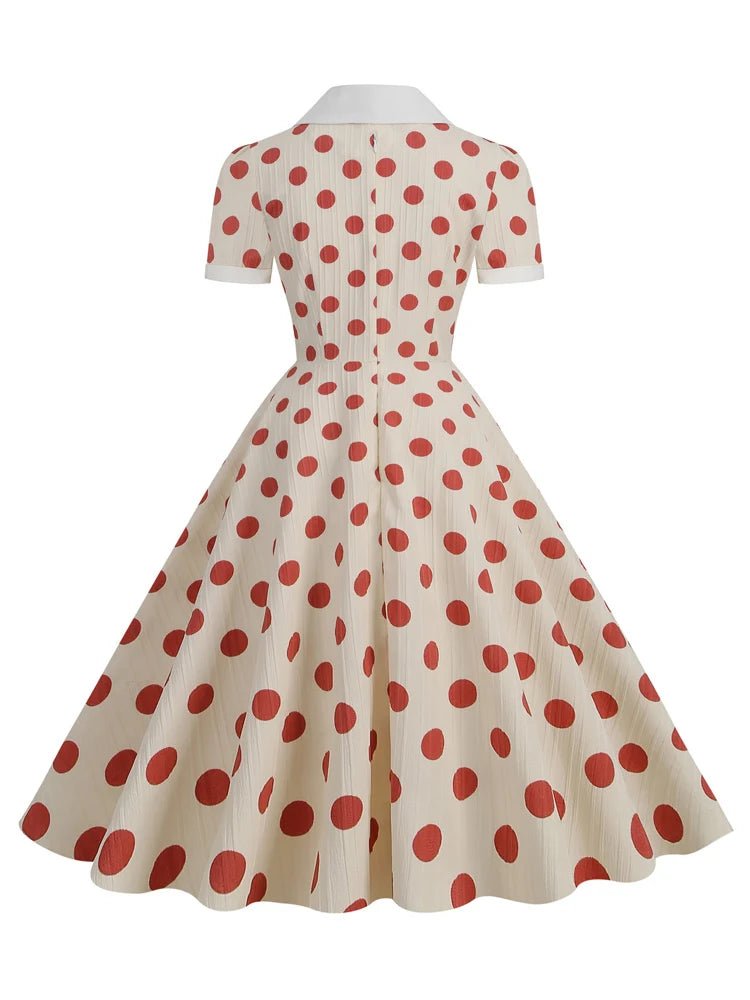 Robe Fifties Rouge Col Claudine - Louise Vintage