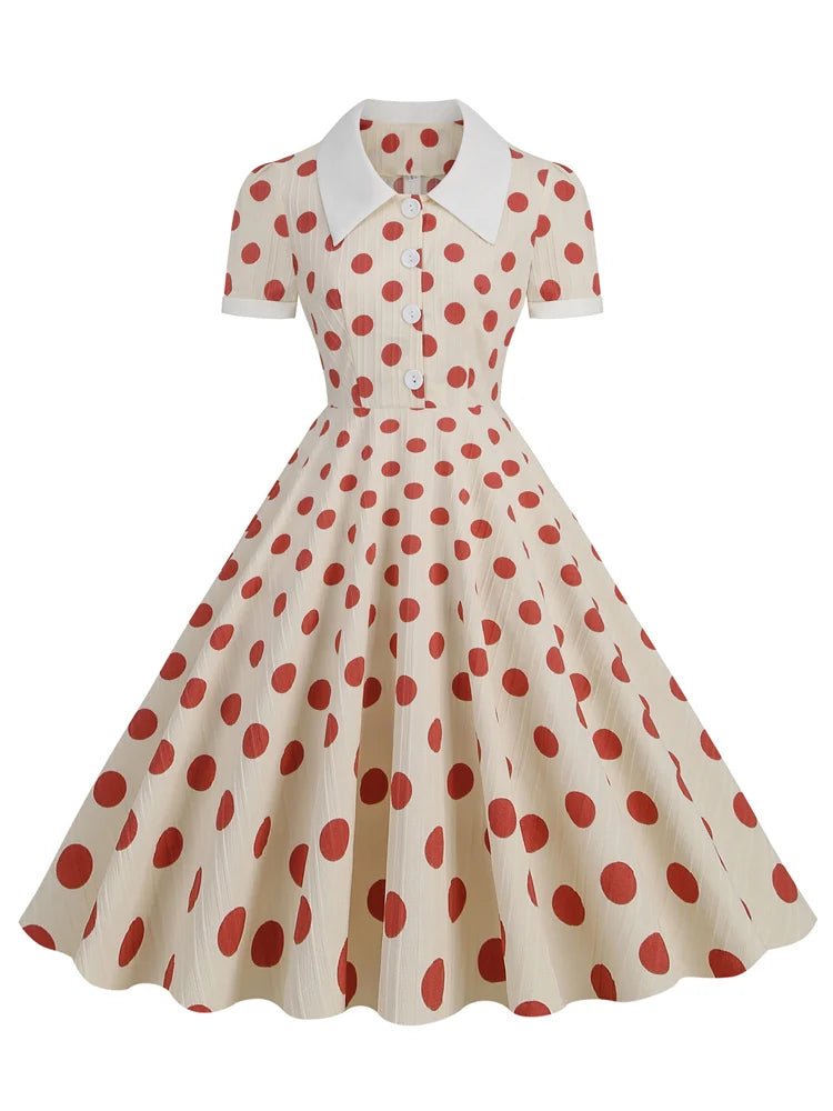 Robe Fifties Rouge Col Claudine - Louise Vintage