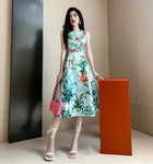 Robe Fleurs Années 40 Menthe - Louise Vintage