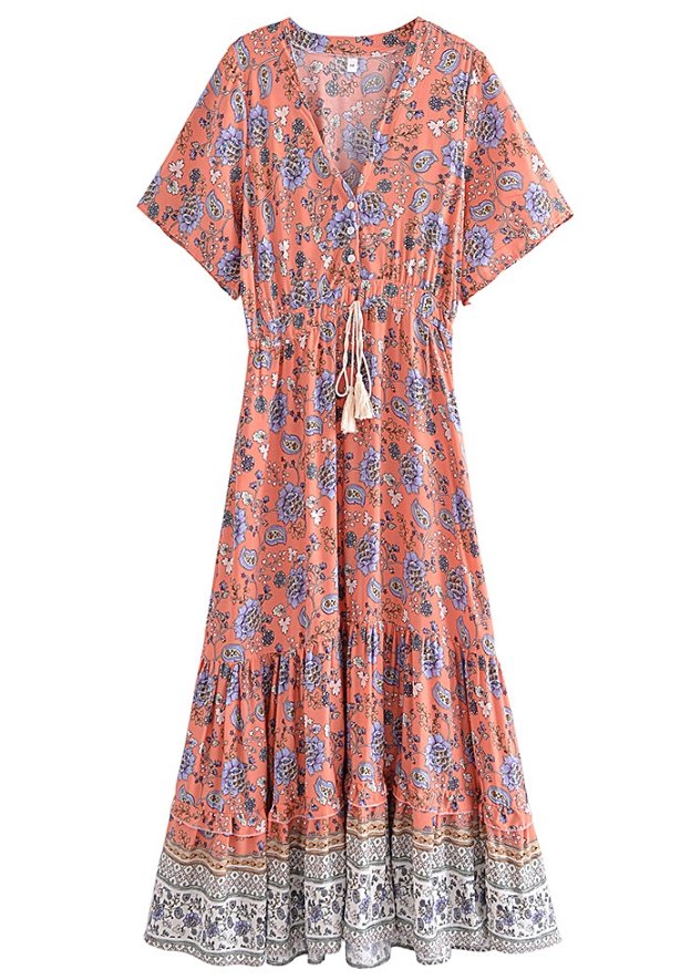 Robe Hippie Année 70 Rose - Louise Vintage