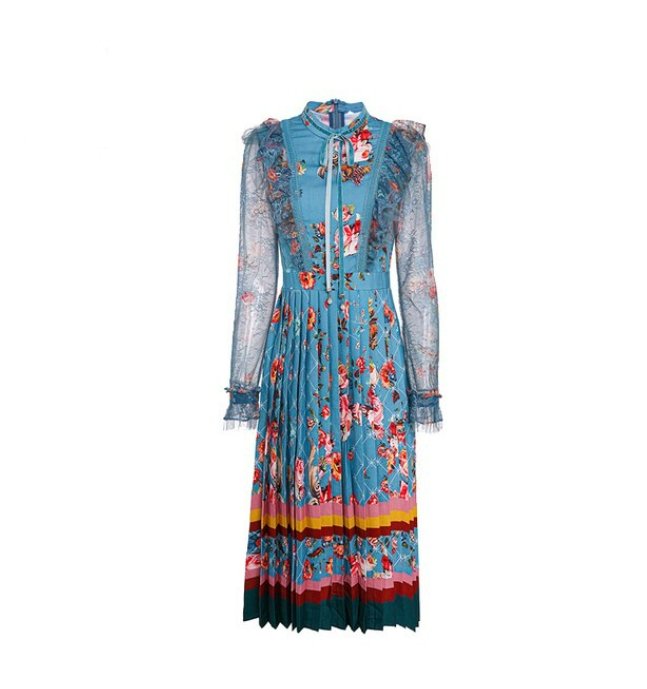 Robe Longue à Fleurs Vintage Menthe - Louise Vintage