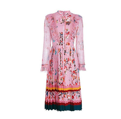 Robe Longue à Fleurs Vintage Rose - Louise Vintage