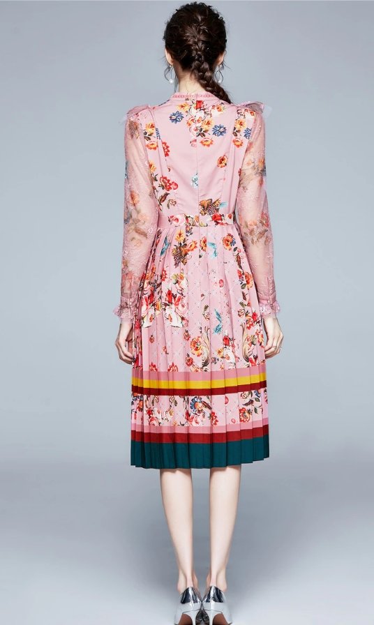 Robe Longue à Fleurs Vintage Rose - Louise Vintage