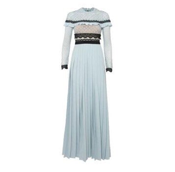 Robe Longue a Volant Vintage Bleue - Louise Vintage